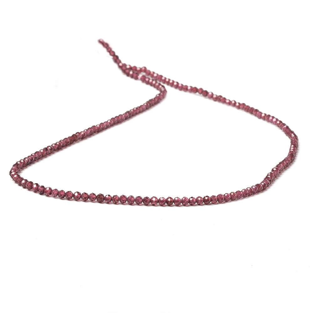 2mm Rhodolite Garnet Micro Faceted rondelle beads 13 inch 180 pcs - Beadsofcambay.com