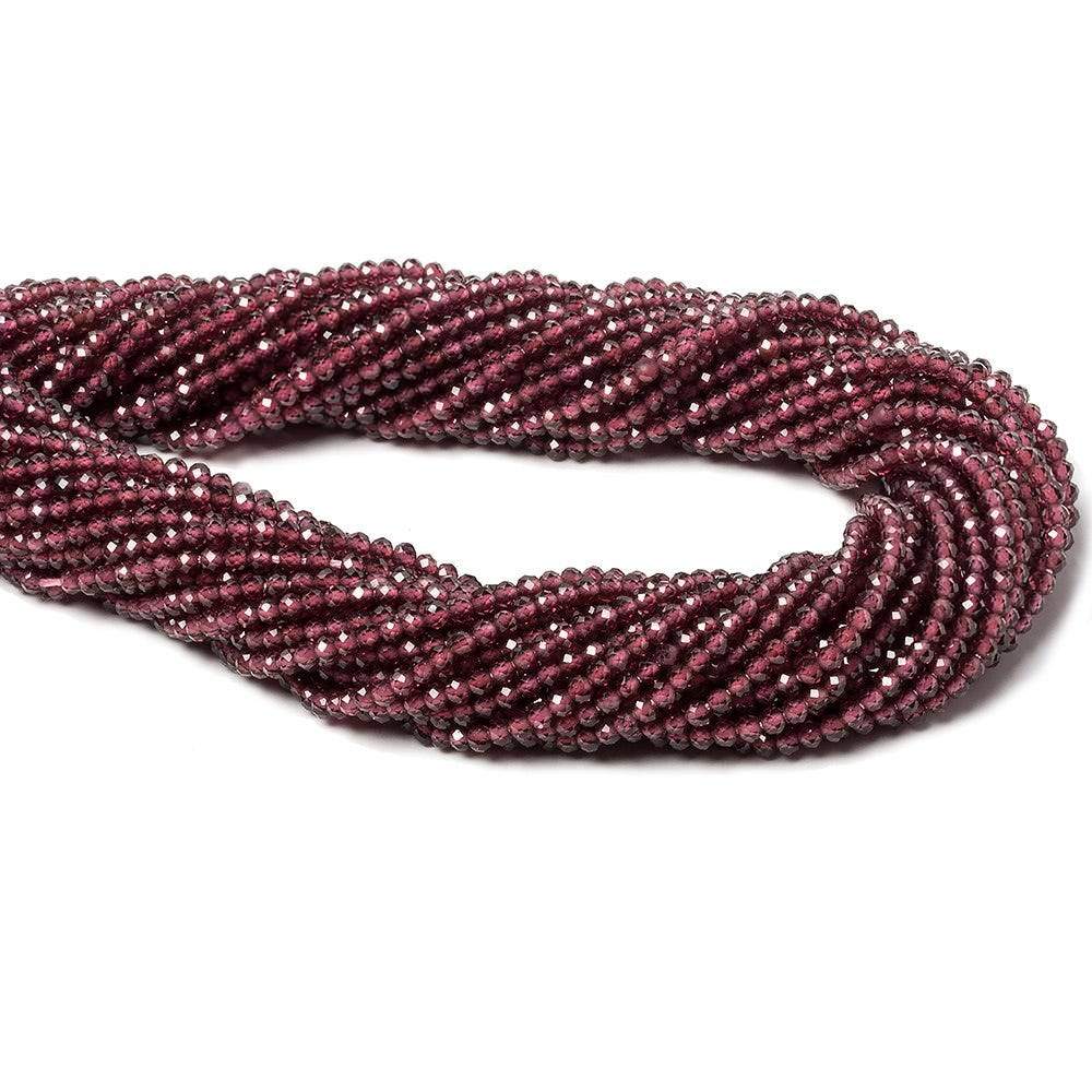 2mm Rhodolite Garnet Micro Faceted rondelle beads 13 inch 180 pcs - Beadsofcambay.com
