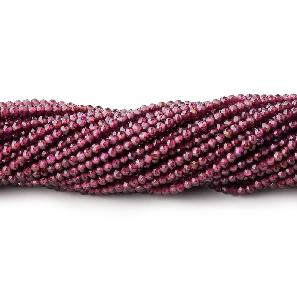 2mm Rhodolite Garnet Micro Faceted Rondelle Beads 13 inch 188 pcs - Beadsofcambay.com