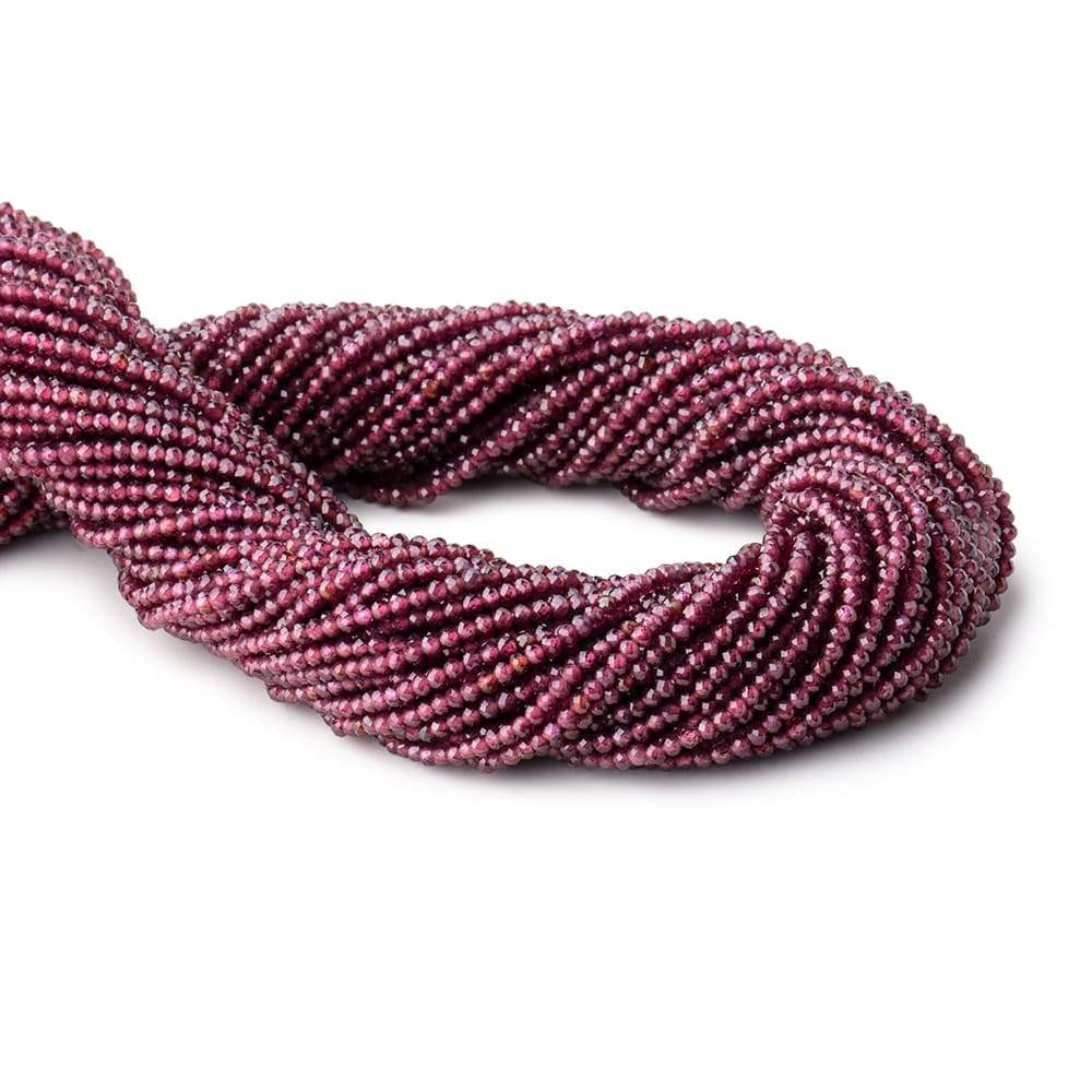2mm Rhodolite Garnet Micro Faceted Rondelle Beads 13 inch 188 pcs - Beadsofcambay.com