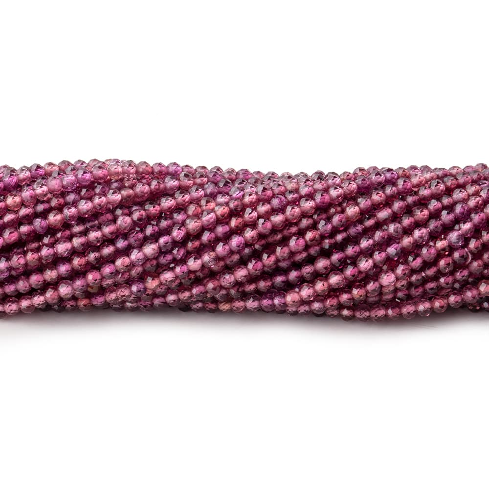 2mm Rhodolite Garnet Micro Faceted Rondelle Beads 13 inch 188 pieces - Beadsofcambay.com