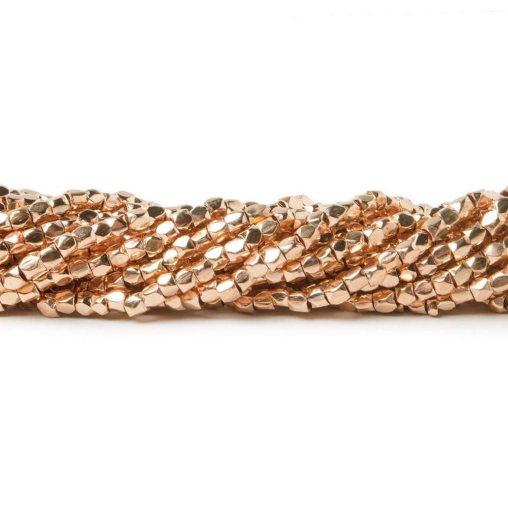 2mm Rose Gold plated Copper Hand Polished Faceted Nugget Beads 8 inch 90 pieces - Beadsofcambay.com