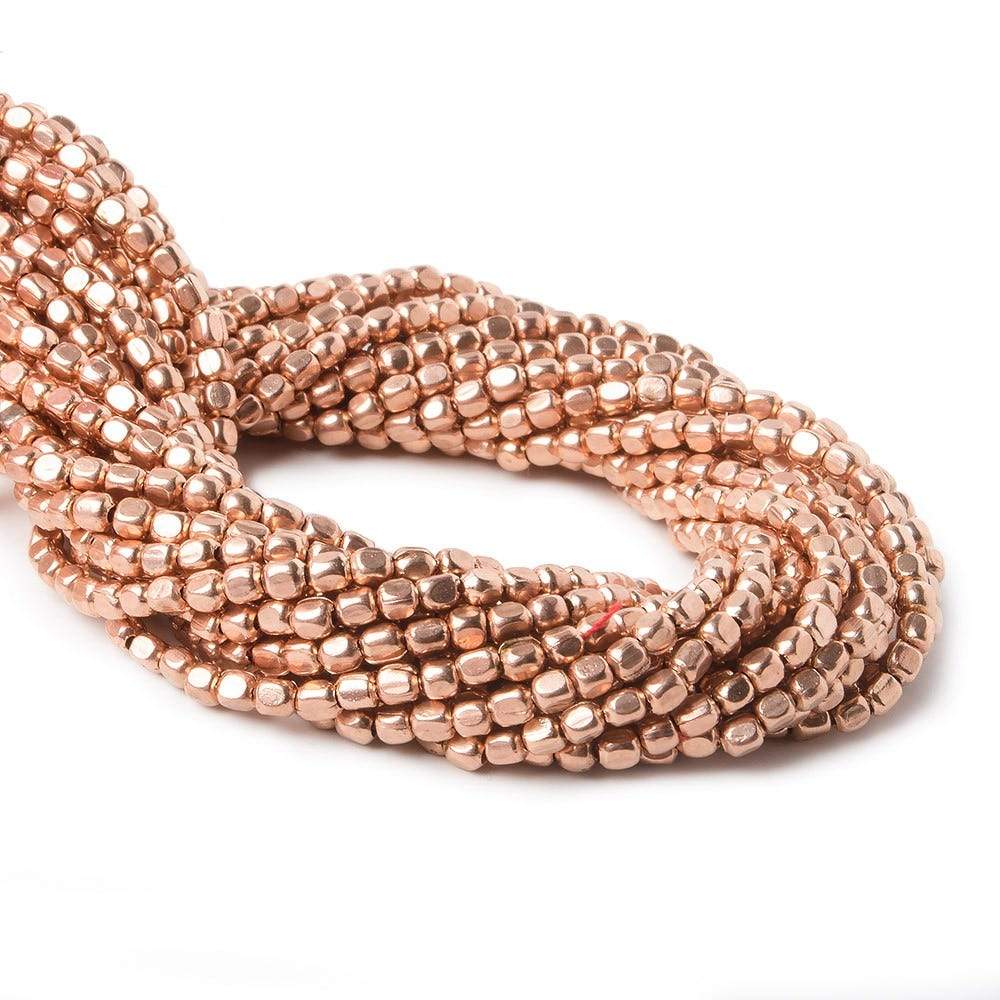 2mm Rose Gold plated Copper Plain Cube Beads 8 inch 96 pieces - Beadsofcambay.com
