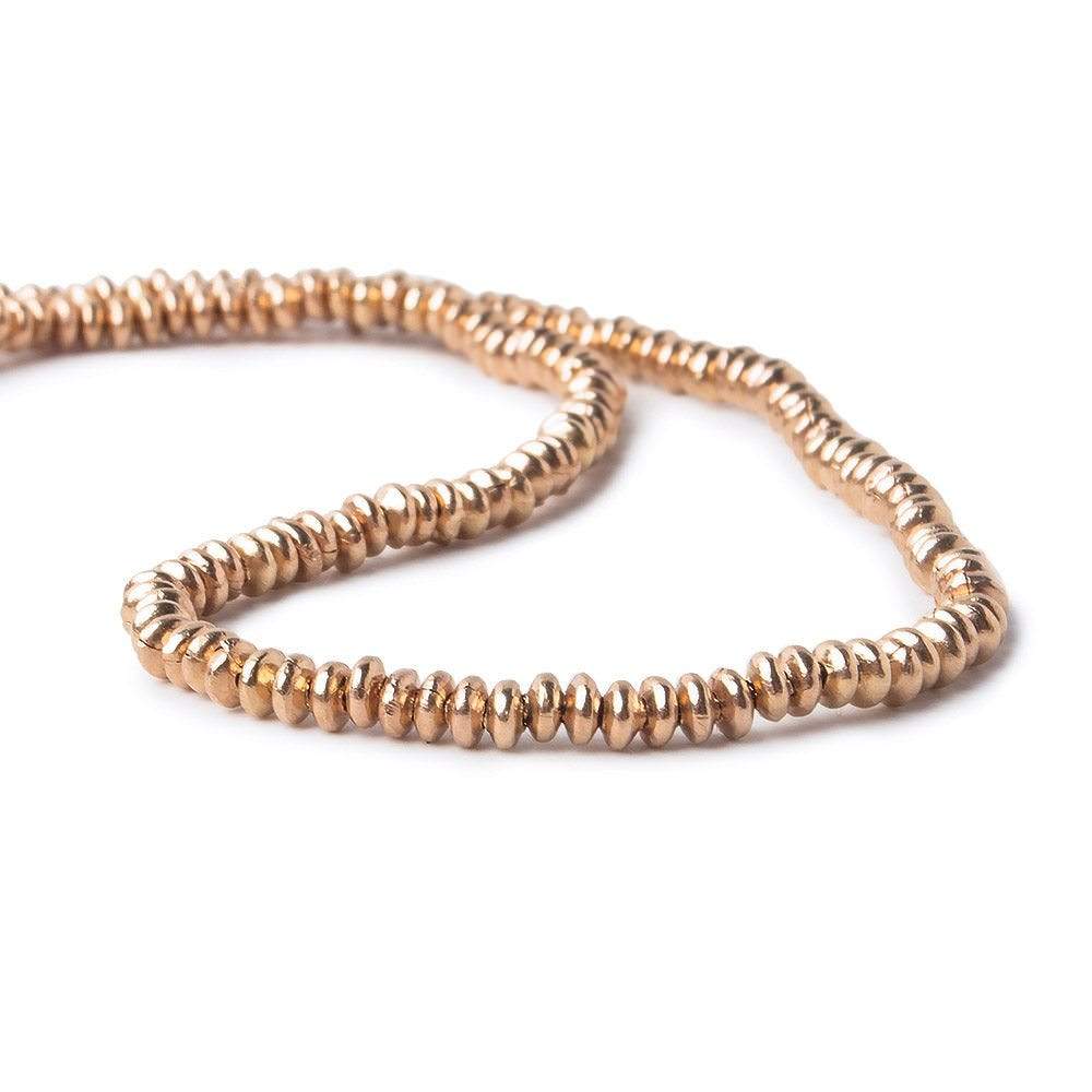 2mm Rose Gold plated Copper Shiny Disc Beads 8 inch 155 pieces - Beadsofcambay.com
