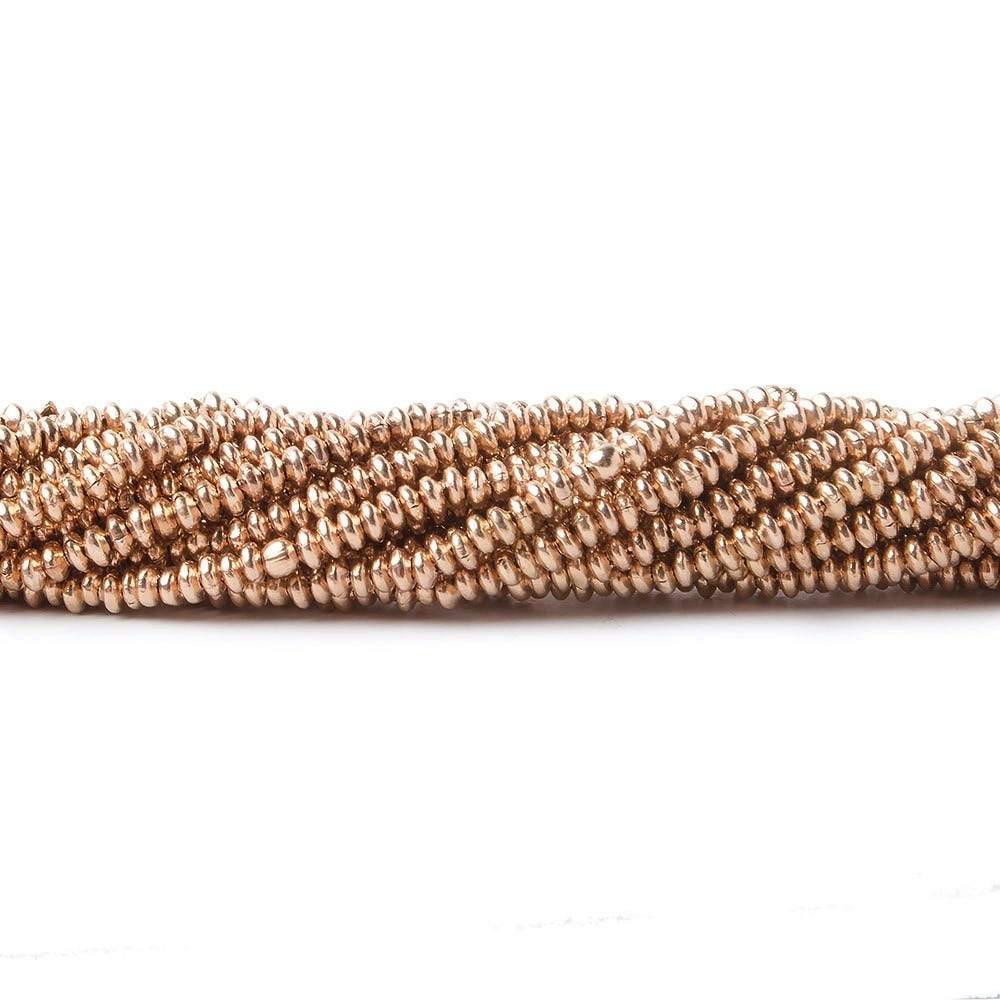2mm Rose Gold plated Copper Shiny Disc Beads 8 inch 155 pieces - Beadsofcambay.com