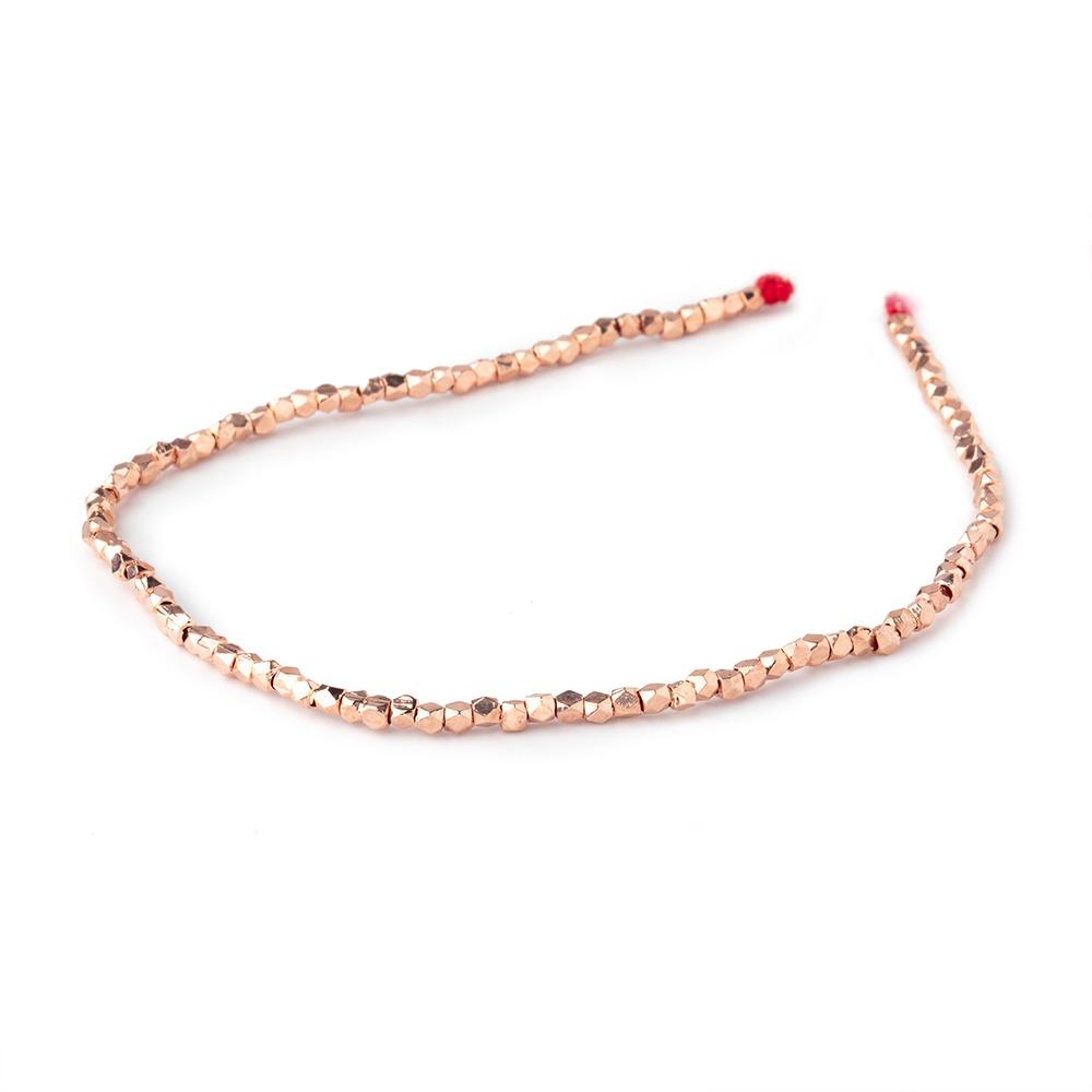 2mm Rose Gold plated Copper Shiny Faceted Nugget Beads 8 inch 93 pieces - Beadsofcambay.com