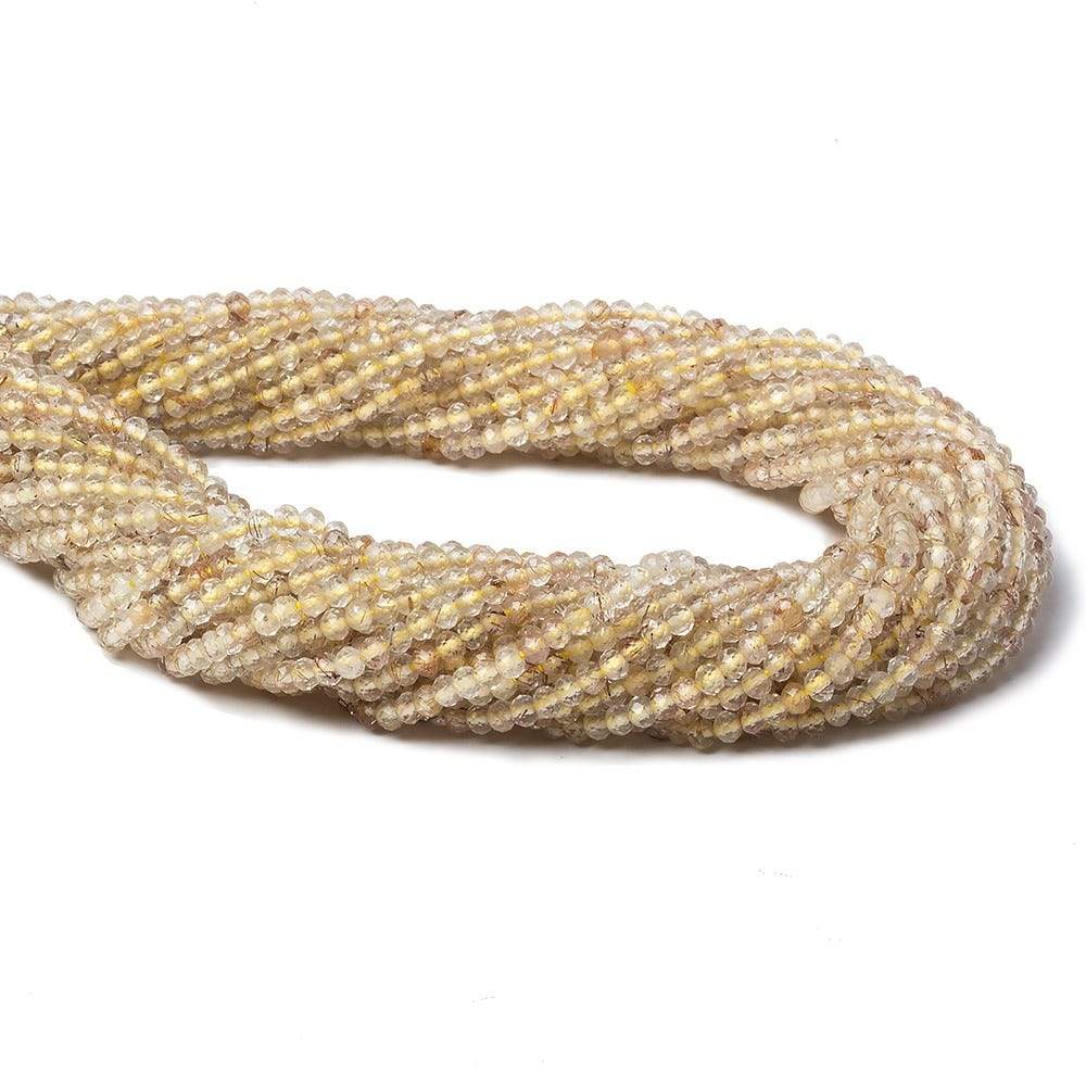 2mm Rutilated Quartz microfaceted rondelle beads 13 inch 168 pieces - Beadsofcambay.com