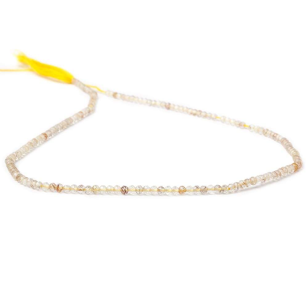 2mm Rutilated Quartz microfaceted rondelle beads 13 inch 168 pieces - Beadsofcambay.com