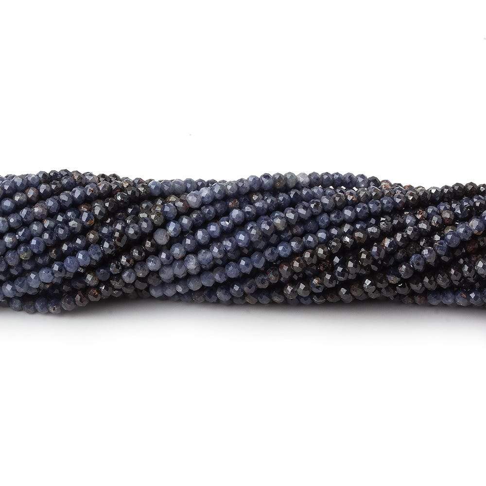 2mm Shaded Blue Sapphire micro faceted rondelles 13 inch 200 beads - Beadsofcambay.com