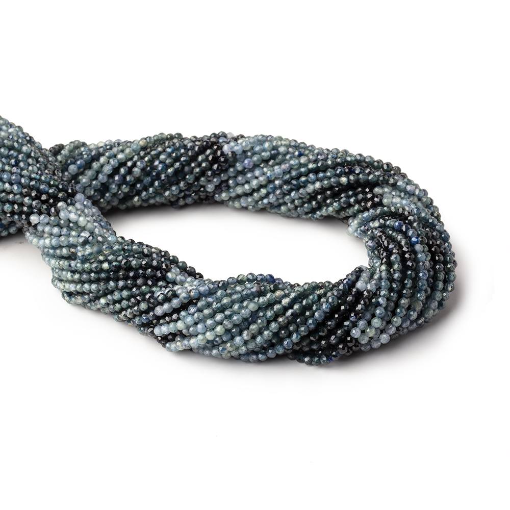 2mm Shaded Blue Sapphire Micro Faceted Round Beads 12.5 inch 157 pieces - Beadsofcambay.com