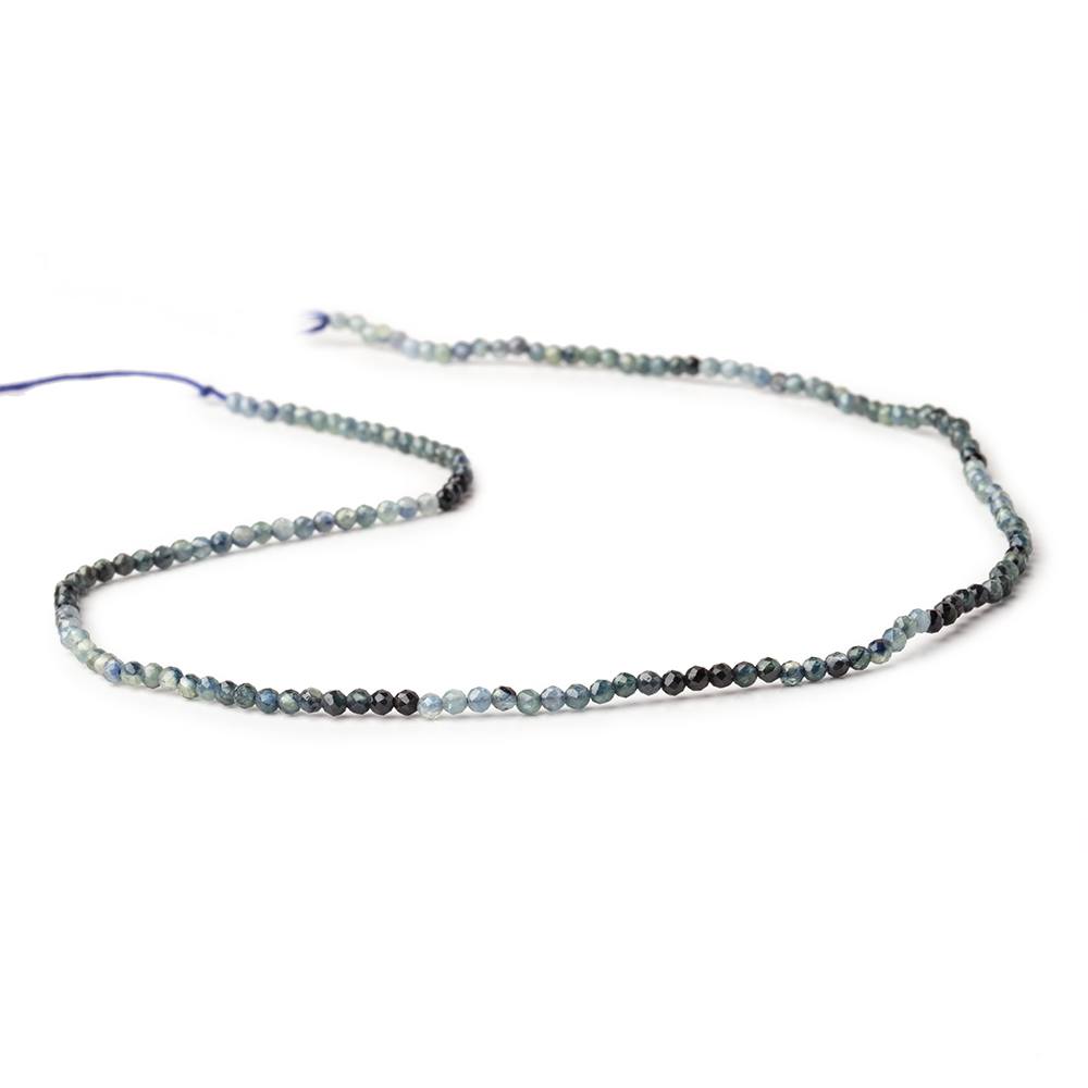 2mm Shaded Blue Sapphire Micro Faceted Round Beads 12.5 inch 157 pieces - Beadsofcambay.com