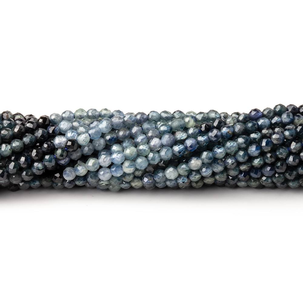 2mm Shaded Blue Sapphire Micro Faceted Round Beads 12.5 inch 157 pieces - Beadsofcambay.com