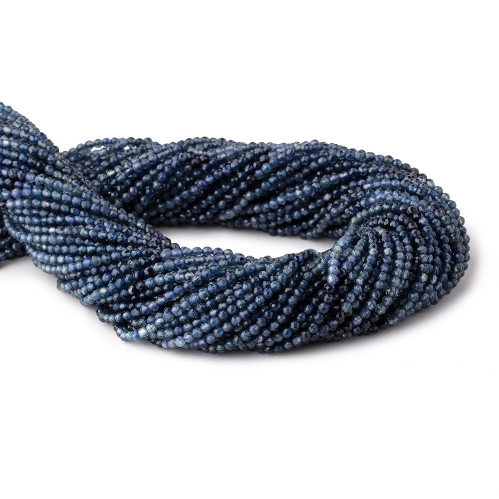 2mm Shaded Blue Sapphire Micro Faceted Round Beads 12.5 inch 158 pieces - Beadsofcambay.com