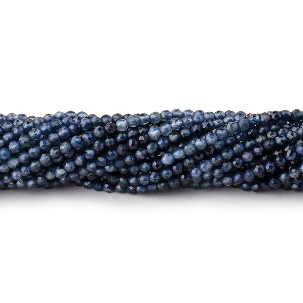 2mm Shaded Blue Sapphire Micro Faceted Round Beads 12.5 inch 158 pieces - Beadsofcambay.com