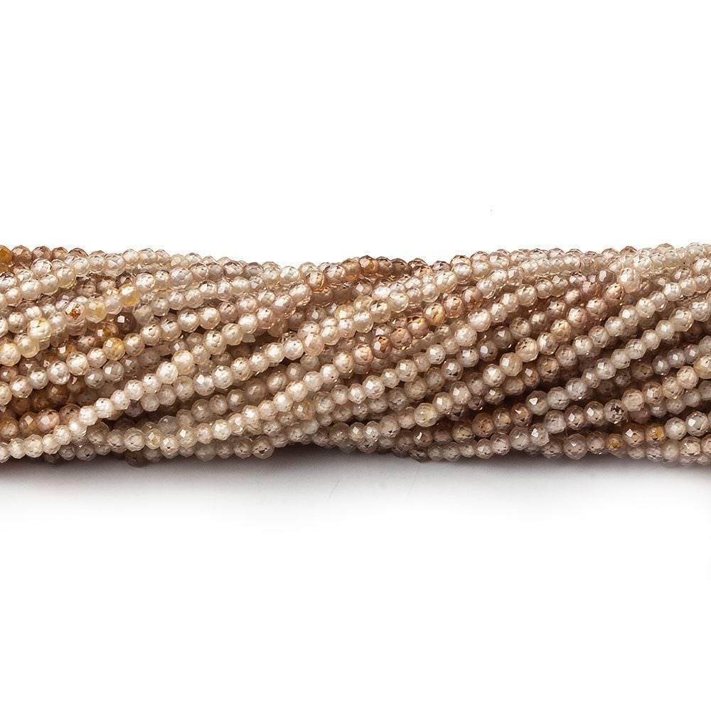 2mm Shaded Champagne Zircon micro faceted round beads 13.5 inch 210 pieces AAA - Beadsofcambay.com