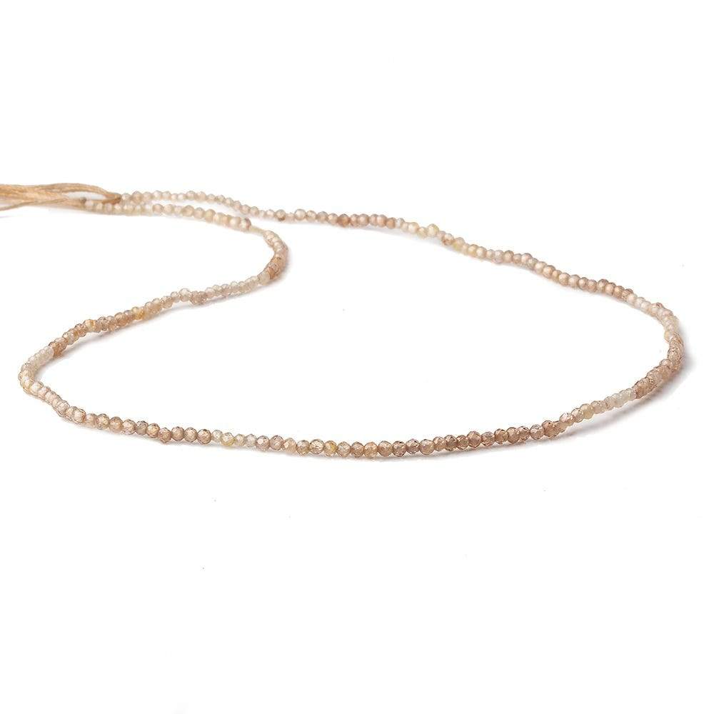 2mm Shaded Champagne Zircon micro faceted round beads 13.5 inch 210 pieces AAA - Beadsofcambay.com