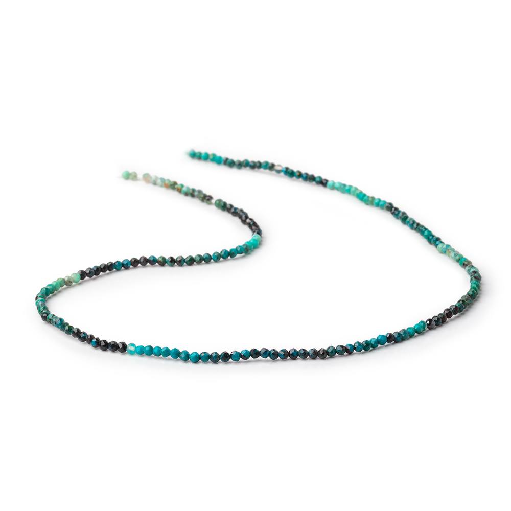 2mm Shaded Chrysocolla Micro Faceted Round Beads 12.5 inch 180 pieces - Beadsofcambay.com