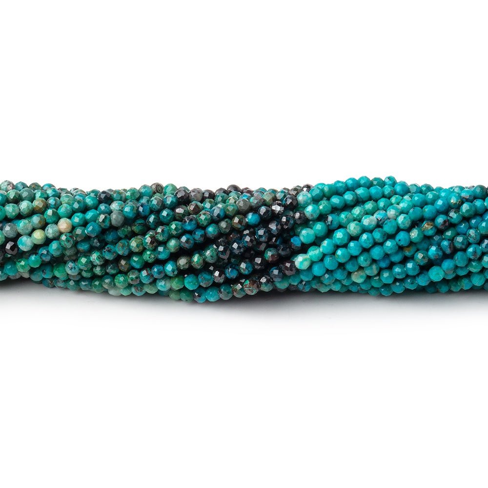 2mm Shaded Chrysocolla Micro Faceted Round Beads 12.5 inch 180 pieces - Beadsofcambay.com