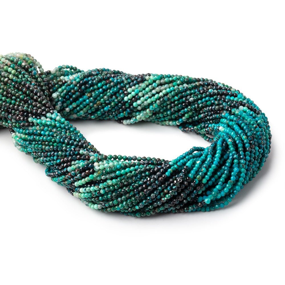 2mm Shaded Chrysocolla Micro Faceted Round Beads 12.5 inch 180 pieces - Beadsofcambay.com