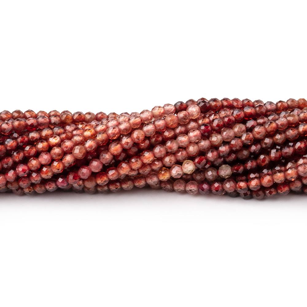 2mm Shaded Dark Orange Spinel Micro Faceted Round Beads 12.5 inch 160 pieces AA