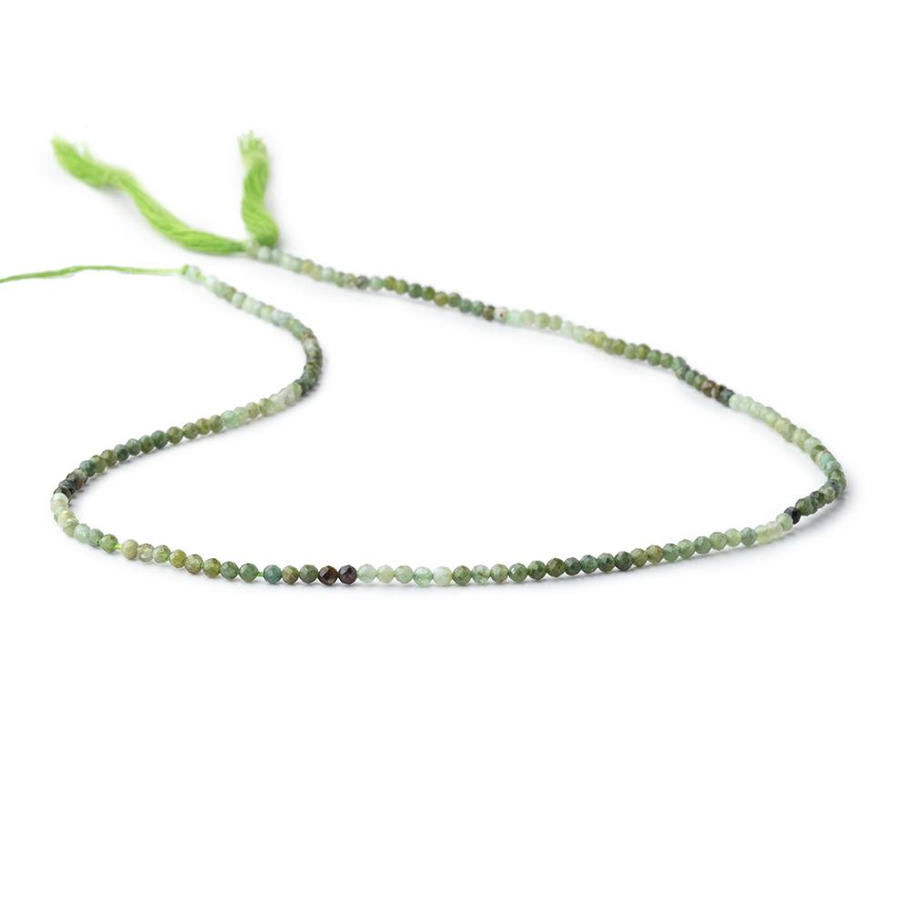 2mm Shaded Green Tourmaline Micro Faceted Round Beads 12.5 inch 157 pieces - Beadsofcambay.com