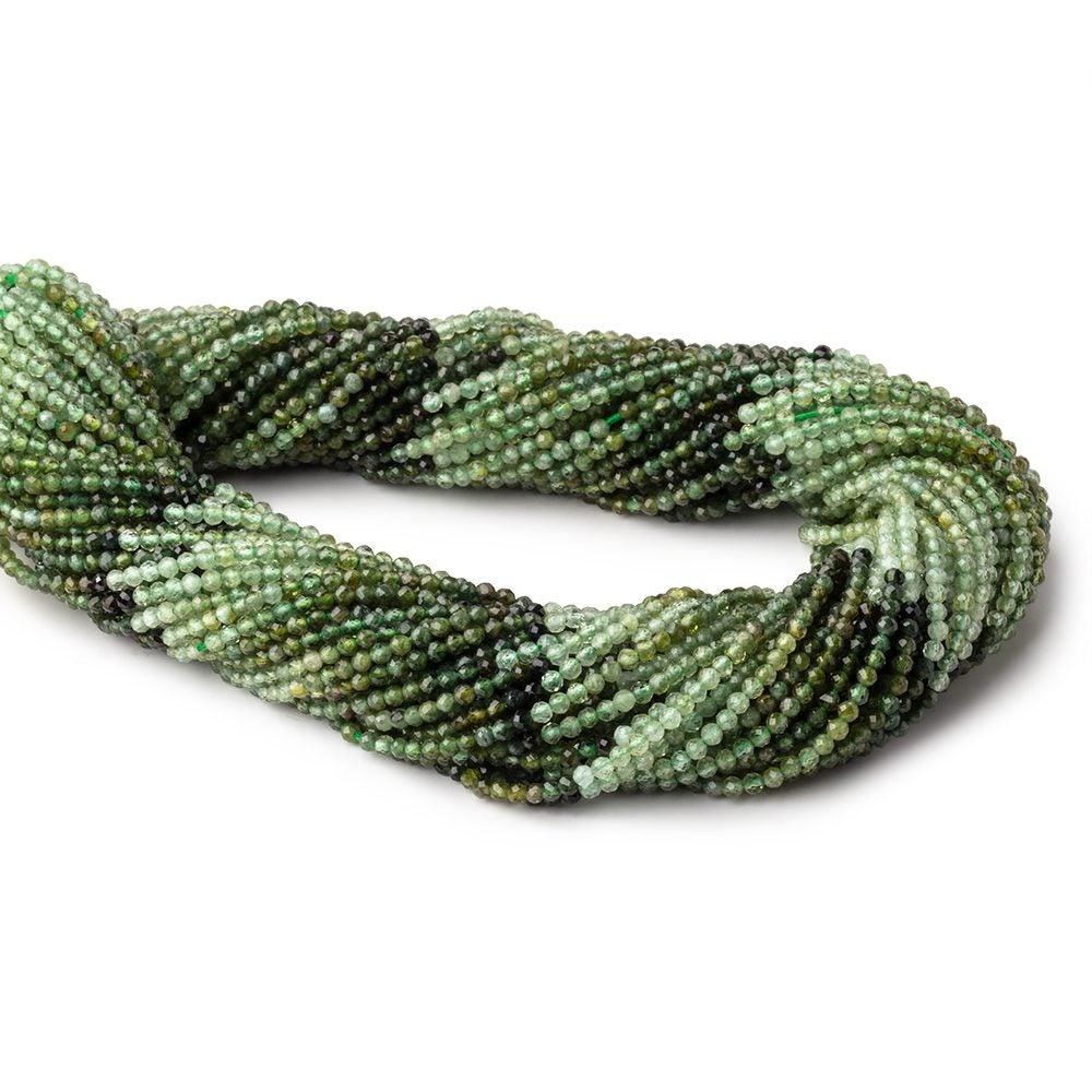 2mm Shaded Green Tourmaline Micro Faceted Rounds 12.5 inch 157 Beads AA - Beadsofcambay.com