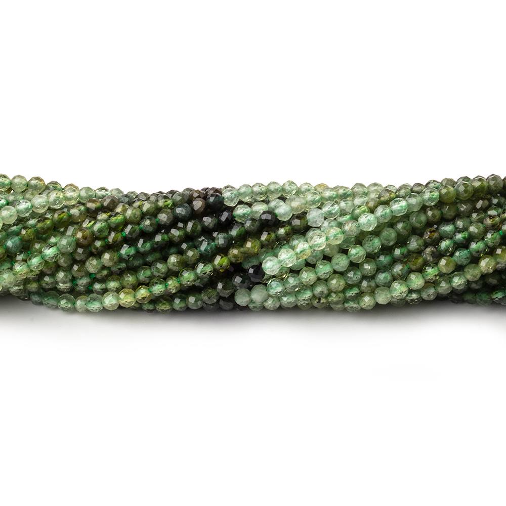 2mm Shaded Green Tourmaline Micro Faceted Rounds 12.5 inch 157 Beads AA - Beadsofcambay.com