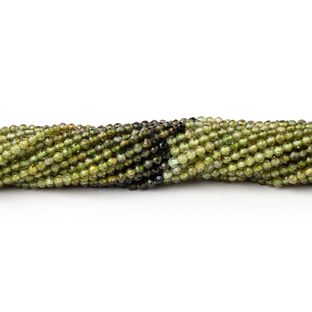 2mm Shaded Green Tourmaline Micro Faceted Rounds 13 inch 178 Beads - Beadsofcambay.com