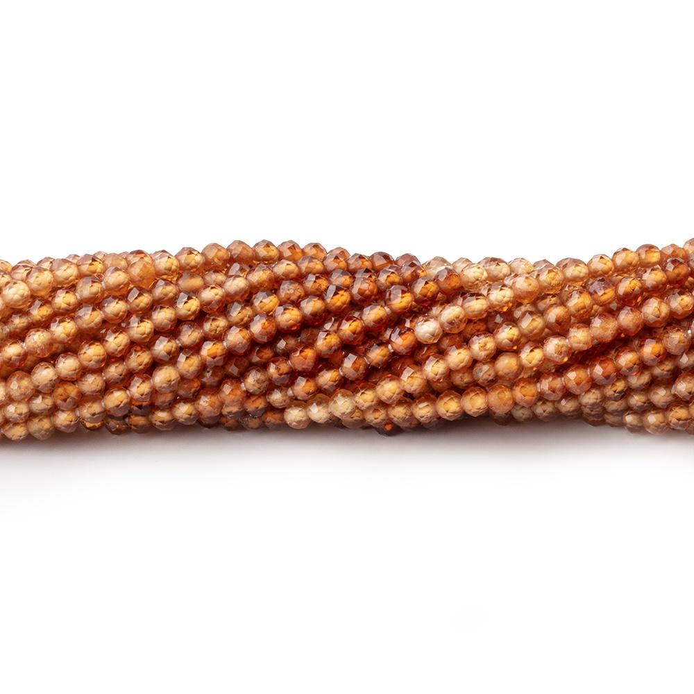 2mm Shaded Hessonite Micro Faceted Round Beads 12.5 inch 169 pieces - Beadsofcambay.com