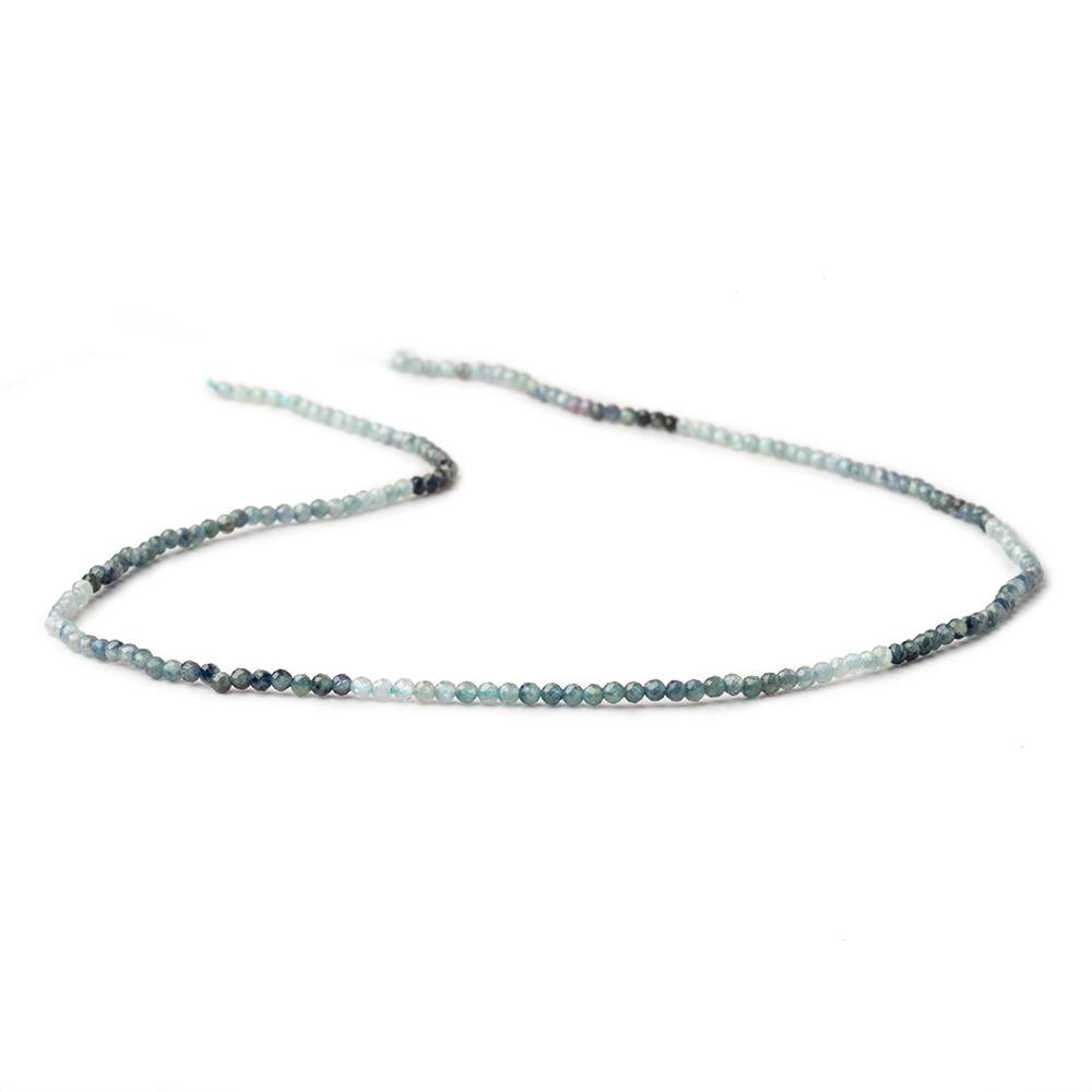 2mm Shaded Teal Blue Sapphire Micro Faceted Round Beads 12.5 inch 180 pieces - Beadsofcambay.com