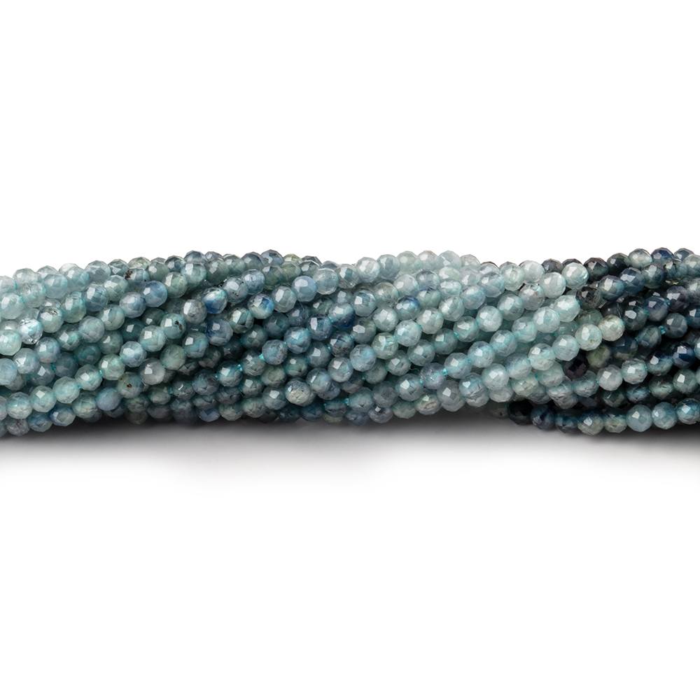 2mm Shaded Teal Blue Sapphire Micro Faceted Round Beads 12.5 inch 180 pieces - Beadsofcambay.com