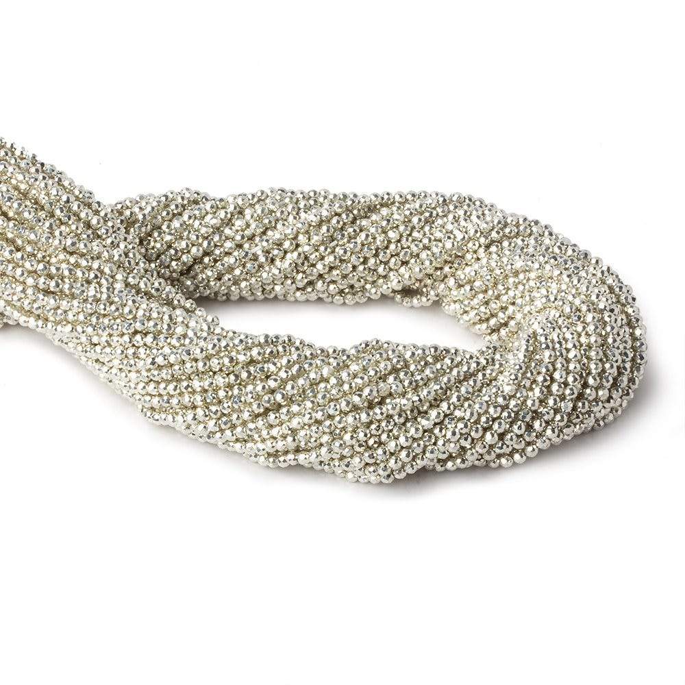 2mm Silver Metallic plated Pyrite micro faceted rounds 12.5 inch 170 pieces - Beadsofcambay.com