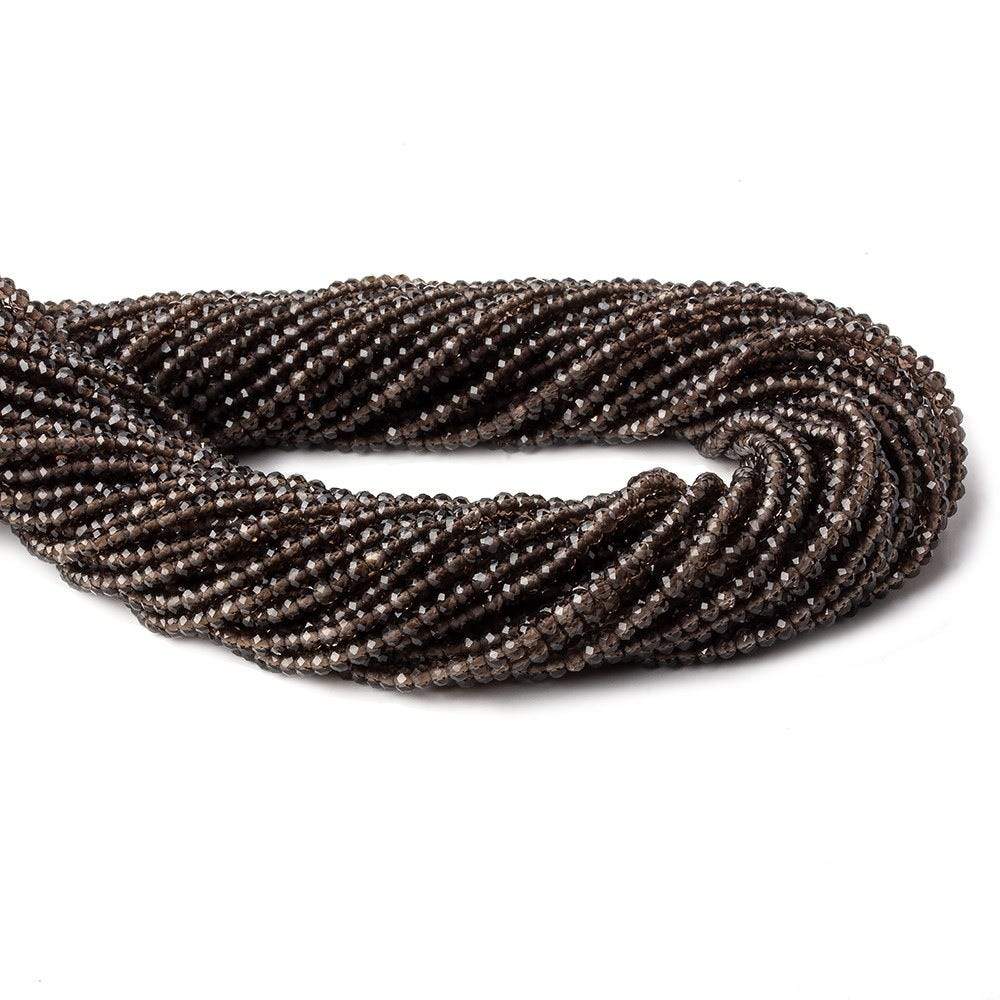 2mm Smoky Quartz Micro Faceted Rondelle Beads 18 inch 280 pieces - Beadsofcambay.com