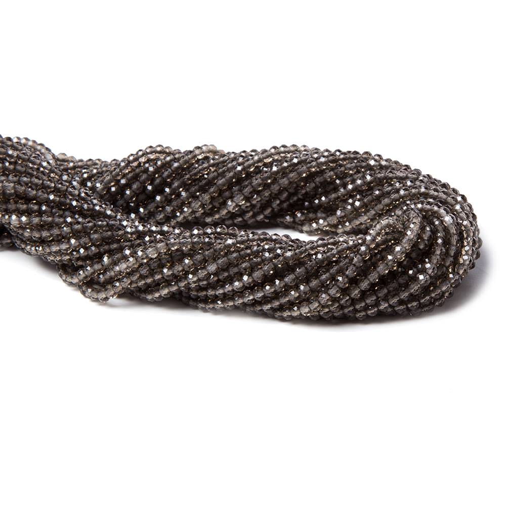 2mm Smoky Quartz micro-faceted rounds 13 inch 175 beads AAA - Beadsofcambay.com
