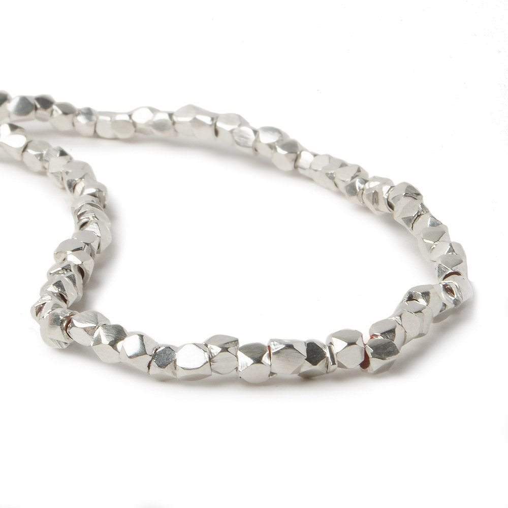 2mm Sterling Silver plated Copper Hand Polished Faceted Nugget Beads 8 inch 91 beads - Beadsofcambay.com