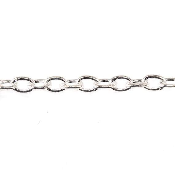 2mm Sterling Silver plated Oval Link Chain by the foot - Beadsofcambay.com