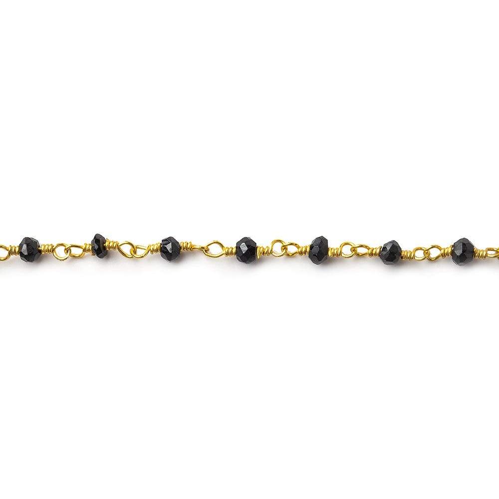 2mm to 3mm Black Spinel Gold plated Wire Wrapped Chain - Beadsofcambay.com