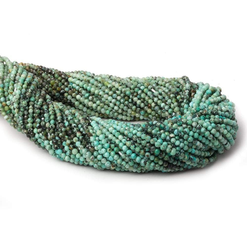 2mm Turquoise micro faceted rondelle beads 13 inch 195 pcs AA - Beadsofcambay.com