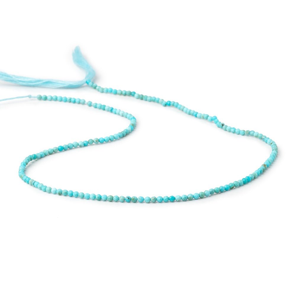 2mm Turquoise micro faceted round beads 12.5 inch 166 pieces AA - Beadsofcambay.com