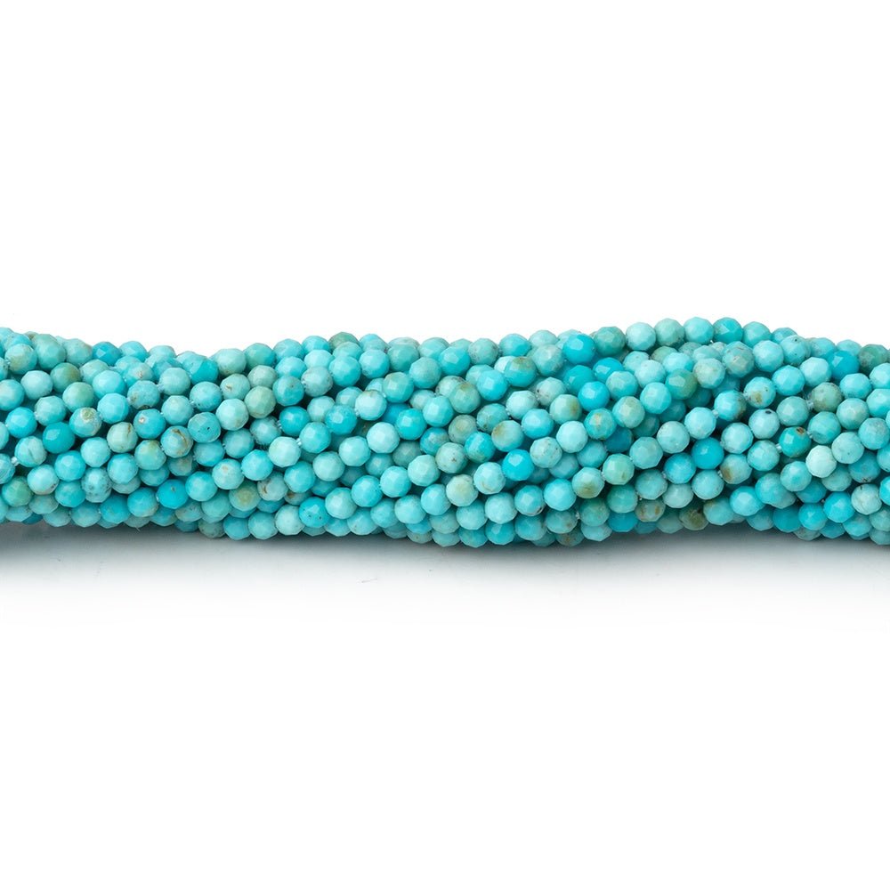 2mm Turquoise micro faceted round beads 12.5 inch 166 pieces AA - Beadsofcambay.com