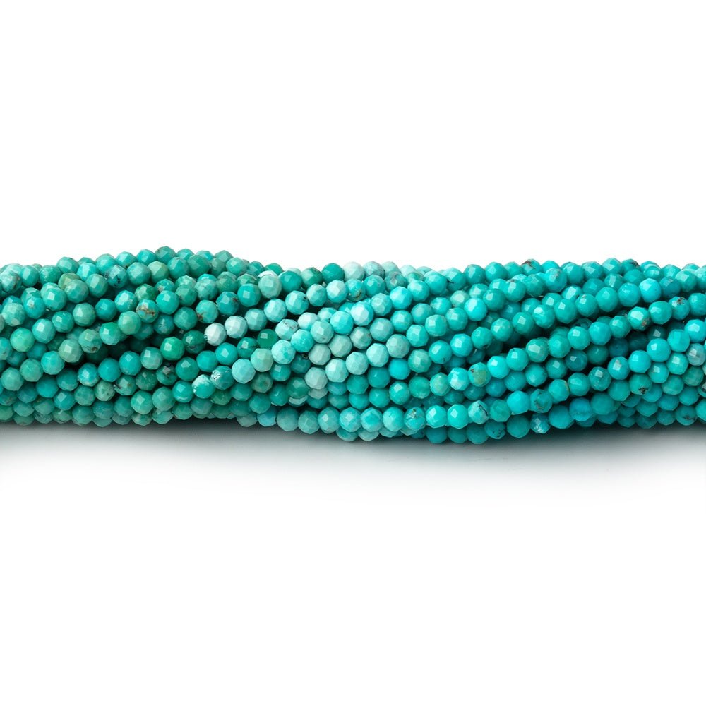 Beadsofcambay 2mm Turquoise Micro Faceted Round Beads 12.5 inch 192 pieces