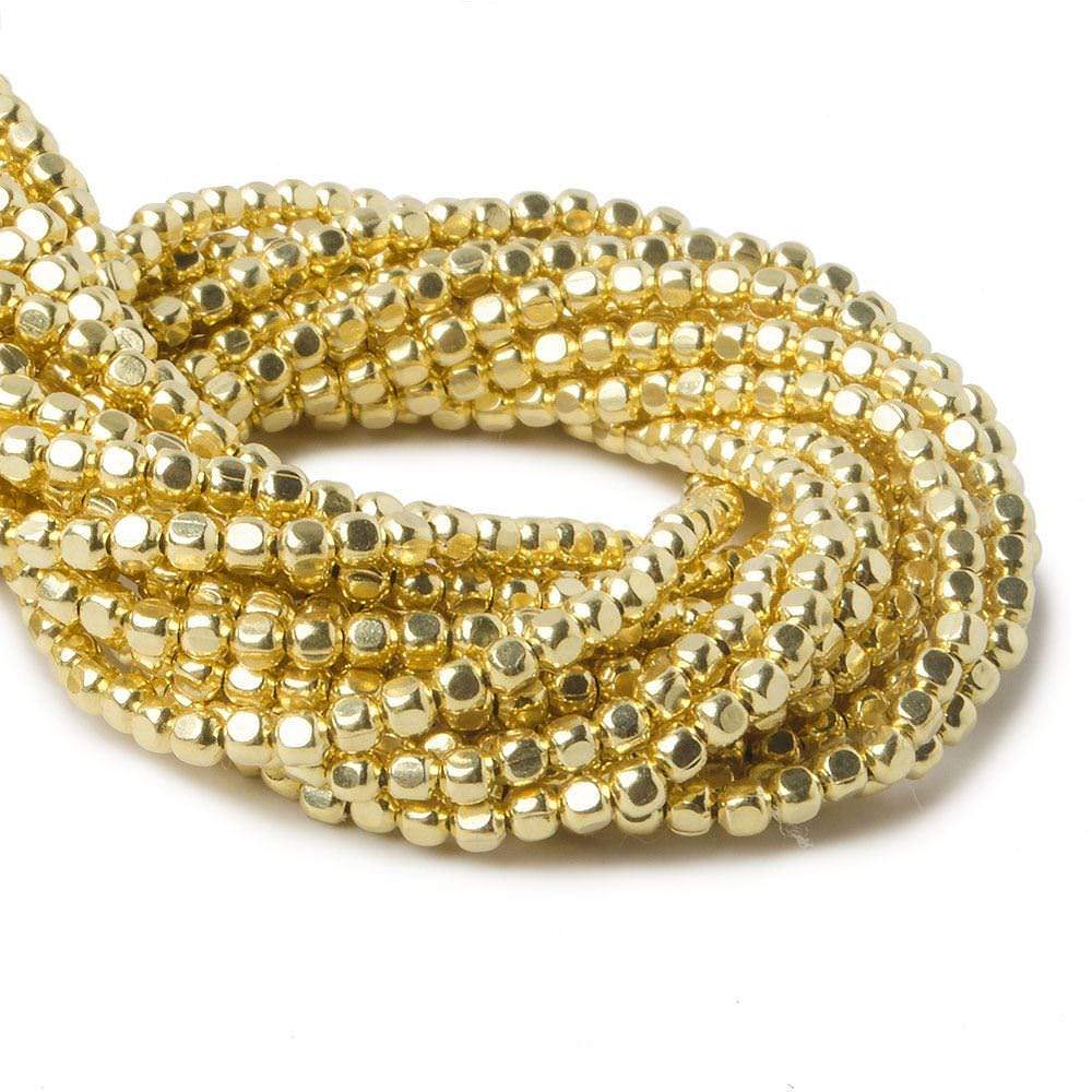 2mm Vermeil Cube Beads 92 beads 8 inch - Beadsofcambay.com