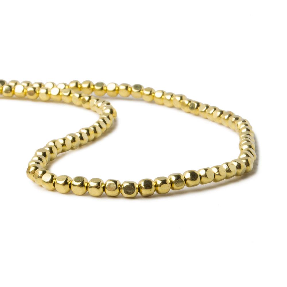 2mm Vermeil Cube Beads 92 beads 8 inch - Beadsofcambay.com