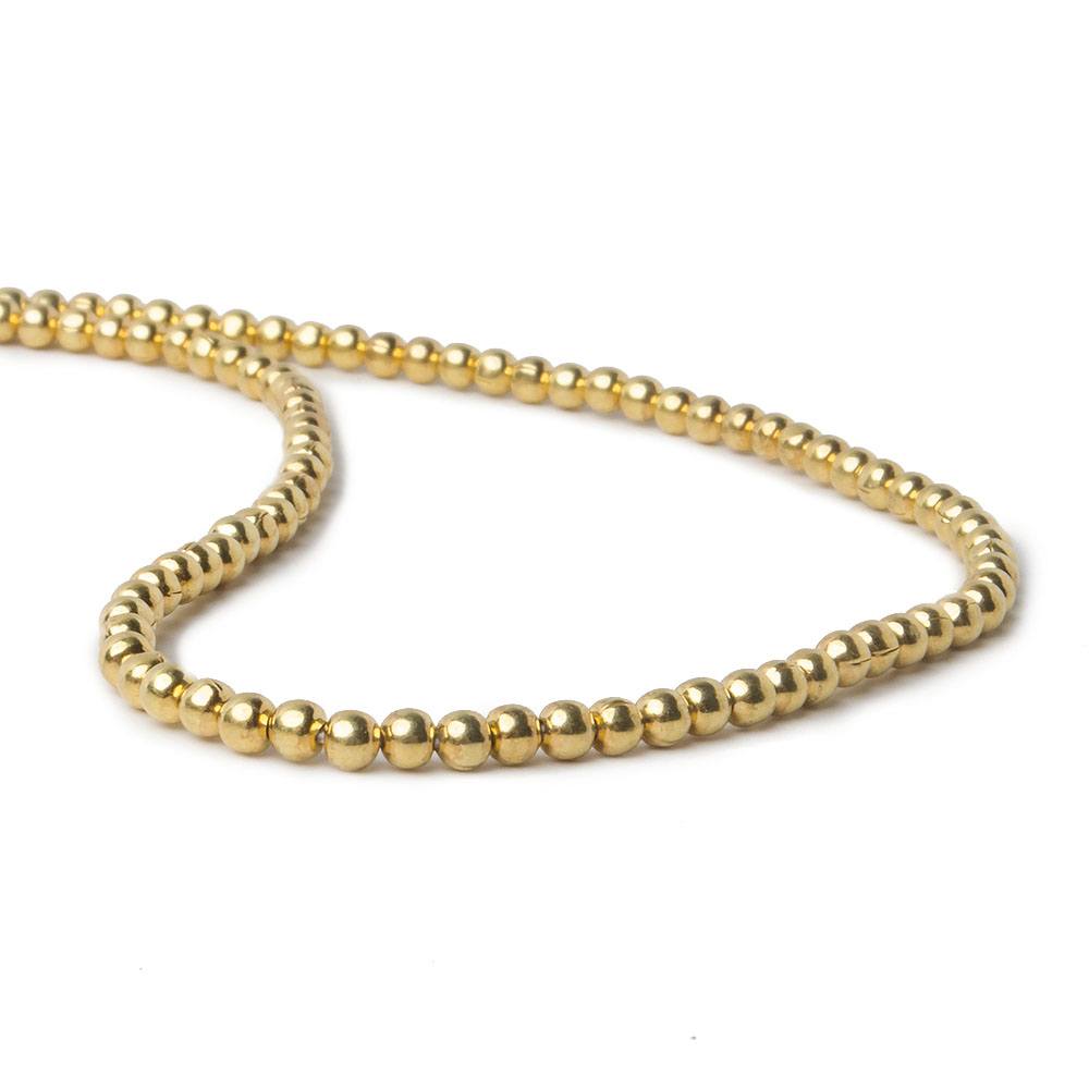 2mm Vermeil Plain Round Beads 96 beads 8 inch - Beadsofcambay.com