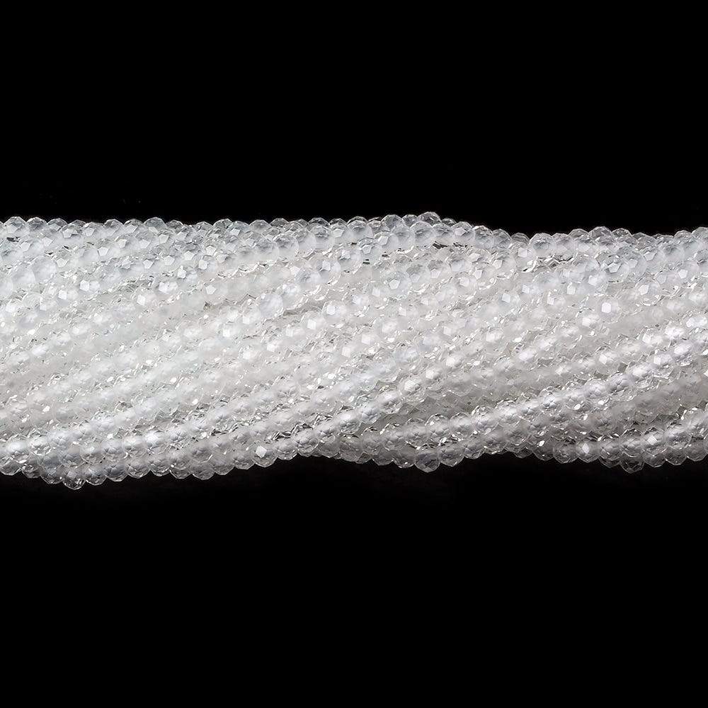 2mm White Topaz Micro Faceted Rondelle Beads 13 inch 220 pieces AAA Grade