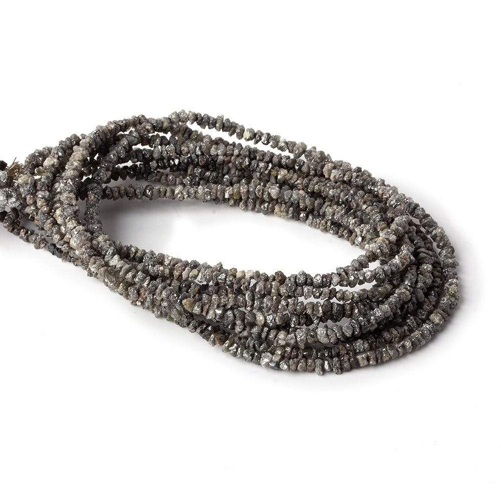 2x2-3x3mm Platinum Grey Diamond Unfaceted Nugget Beads 15 inch 220 pieces - Beadsofcambay.com