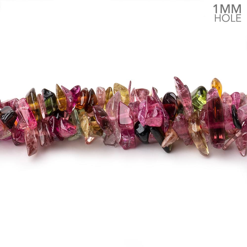 2x2-3x7mm Multi Color Tourmaline Chip Beads 15.5 inch 180 pieces 1mm hole - Beadsofcambay.com