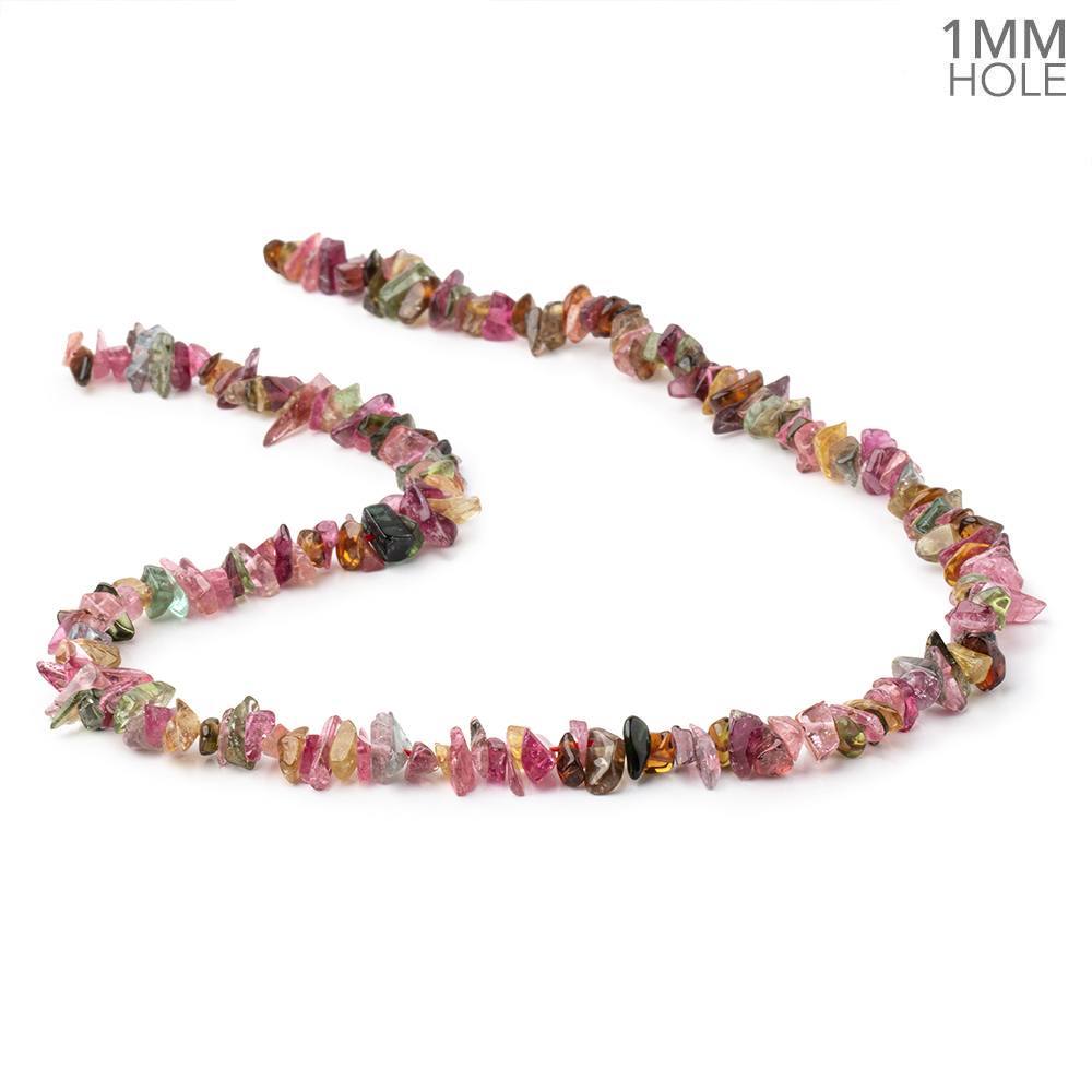 2x2-3x7mm Multi Color Tourmaline Chip Beads 15.5 inch 180 pieces 1mm hole - Beadsofcambay.com