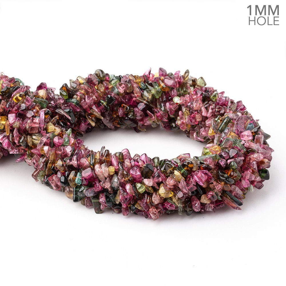 2x2-3x7mm Multi Color Tourmaline Chip Beads 15.5 inch 180 pieces 1mm hole - Beadsofcambay.com