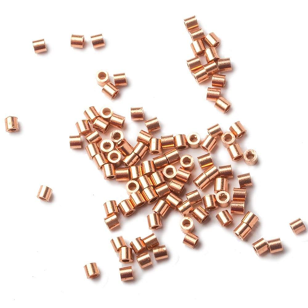 2x2mm Copper Crimp Beads Sold 100 per bag - Beadsofcambay.com